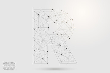 English letters abstract font consists 3d of triangles, lines, dots and connections. Vector illustration EPS 10.