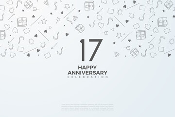 17th Anniversary background with white doodle on background.