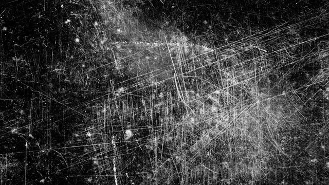 white scratches on a black background. The effect of old cinema. High quality FullHD footage