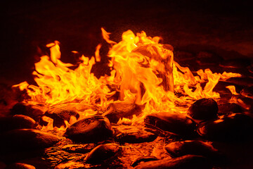 Spring of fire water. Burning methane in water. Cold fire
