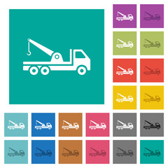 Crane truck square flat multi colored icons