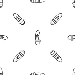 Grey line Light bulb with concept of idea icon isolated seamless pattern on white background. Energy and idea symbol. Inspiration concept. Vector.