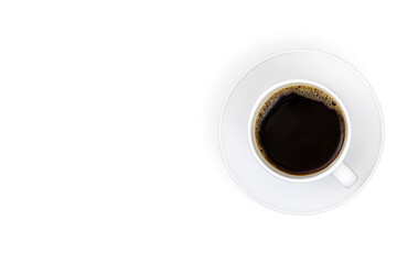 White cups with coffee on a bright colored background.