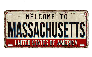 Welcome to Massachusetts vintage rusty metal plate