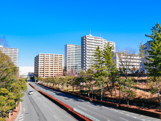 Obraz premium マンションが建ち並ぶ郊外の住宅地