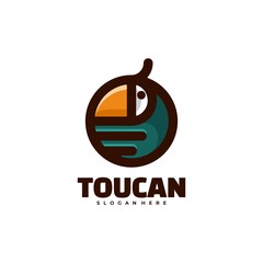 Vector Logo Illustration Toucan Simple Mascot Style.
