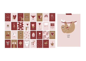 Valentine's Day - vector cards in flat style. Romantic print with heart and lettering © NadezdaBarkova