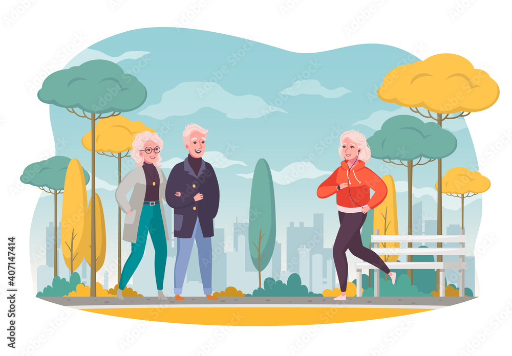 Sticker senior elderly people cartoon