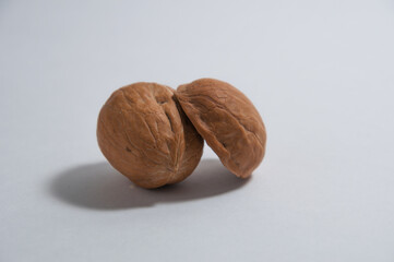 Walnuts on a white background front view copy space