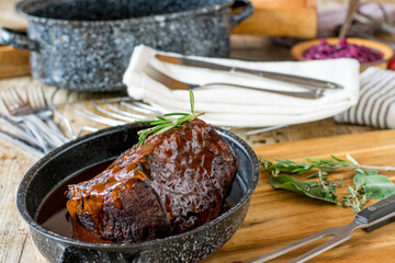 homemade roast dinner with gravy 