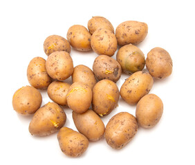 boiled potatoes on white background
