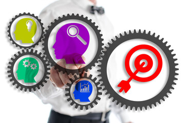 Business process concept shown by a man