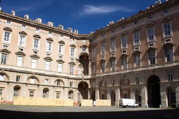 Obraz premium Royal Palace of Caserta, Italy, June 27, 2020, historical royal palace commissioned by Charles of Bourbon king of Naples, courtyard