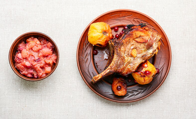 Rib meat with quince