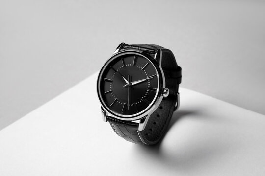 Luxury wrist watch on white background. Fashion accessory