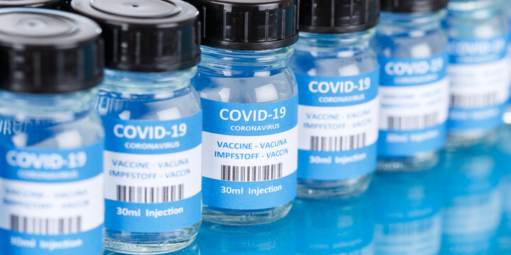 Coronavirus Vaccine bottle Corona Virus COVID-19 Covid vaccines panoramic view