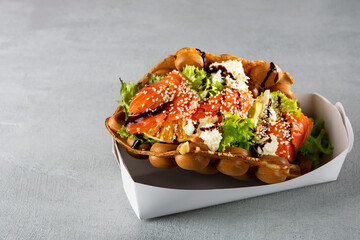 Hong kong or bubble waffle with fish and cheese