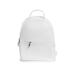 Fashionable women's backpack isolated on white. Stylish accessory