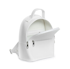 Fashionable women's backpack isolated on white. Stylish accessory