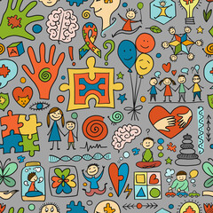 World autism awareness day. Colorful puzzle design. Symbol of autism. Seamless pattern for your design