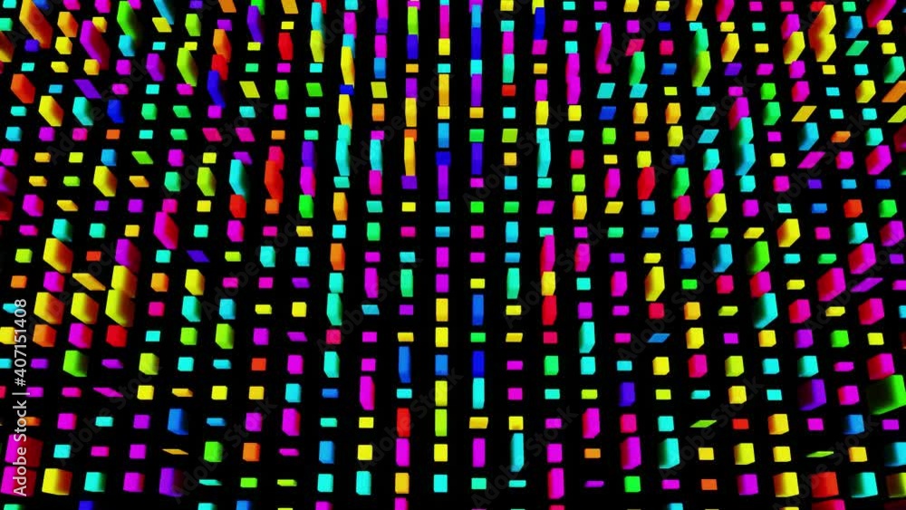 Poster simple geometric background with colorful plates on plane flashing like neon lights, looping smooth 