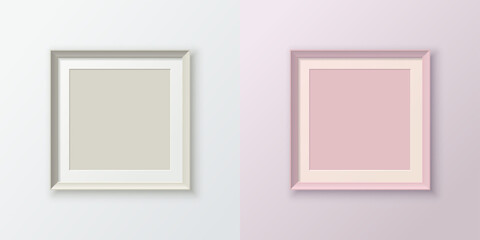 A set of realistic square photo frames for placing images. Template for a poster, banner, or ad.