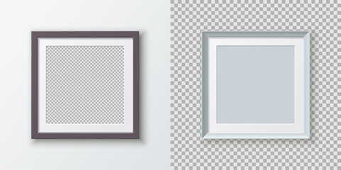 A set of realistic square photo frames for placing images. Template for a poster, banner, or ad.