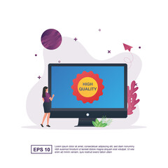 Illustration concept of high quality with high quality screen marks.