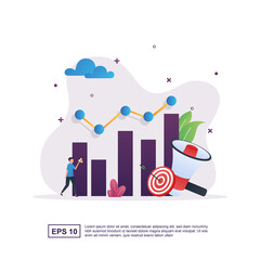 Illustration concept of marketing strategy with graphics and arrows attached to the target.