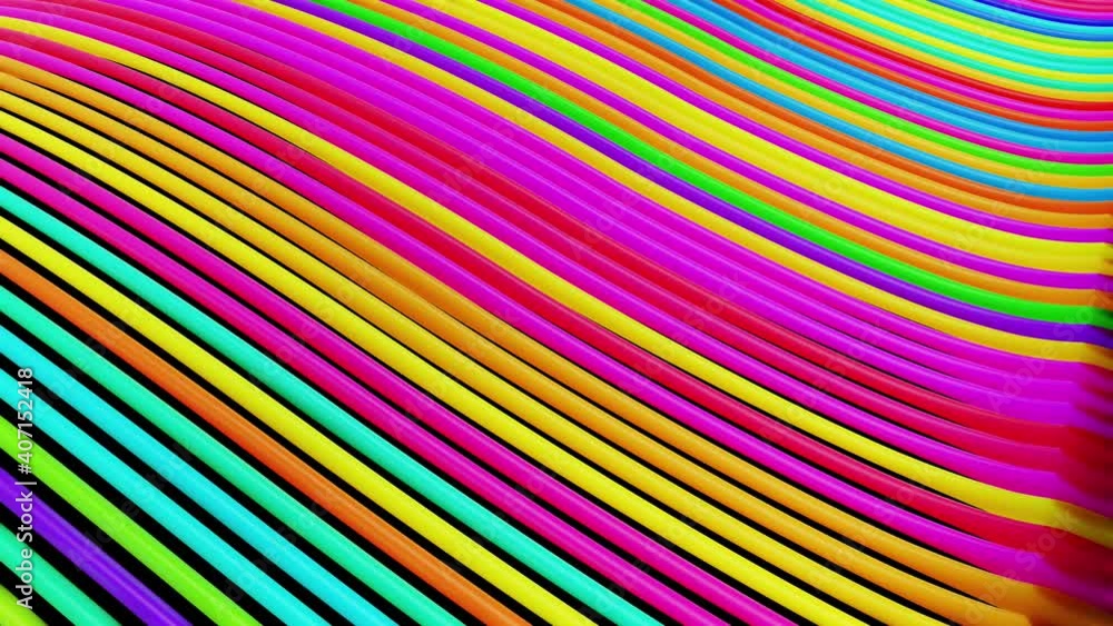 Aufkleber abstract geometric looped bg with multicolor curved tubes form stripe structure light effects. curve