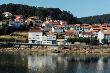 Fototapeta na wymiar Beautiful view of the harbour of Muros a fisherman village in the estuary of Muros in Galicia, Spain