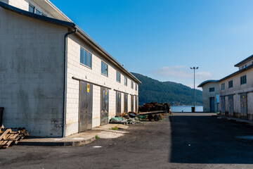 Fototapeta na wymiar Old warehouses for fishermen in a port. Muros, Galicia, Spain
