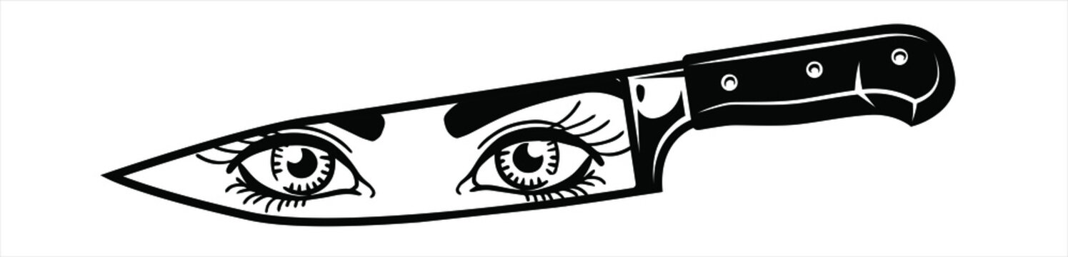 illustration of black and white eye blade knife vintage icon vector