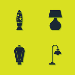 Set Floor lamp, , Garden light and Table icon. Vector.