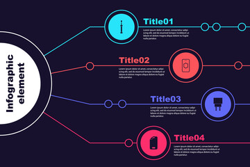 Set Screwdriver, Mobile with shield, Charger and Glass screen protector. Business infographic template. Vector.
