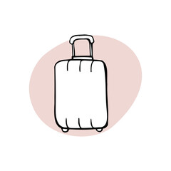
travel bag on wheels icon on the white background