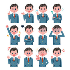 男子高校生のイラスト素材セット
