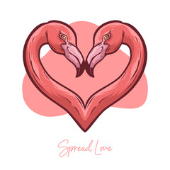 pink couple flamingo love illustration valentine