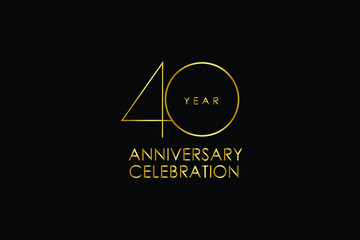 40 year anniversary red ribbon celebration logotype. anniversary logo with Red text and Spark light gold color isolated on black background, design for celebration, invitation - vector