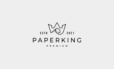 Paper King Logo Icon Design Vector Illustration