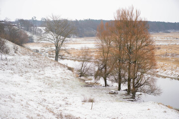 winter landscape with river and trees