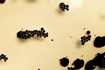 Black ink bubbles closeup