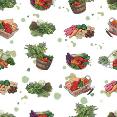 Seamless Pattern vegetables collection