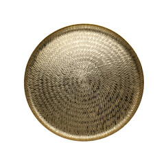 Shiny stylish gold tray isolated on white, top view