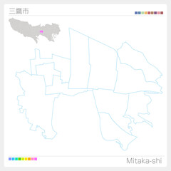 Fototapeta na wymiar 三鷹市・Mitaka-shi・白地図（東京都）