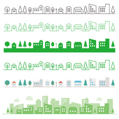 Cityscape vector illustration 街並みのラインセット