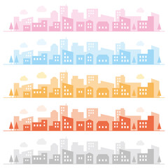 Cityscape vector illustration 街並みのラインセット