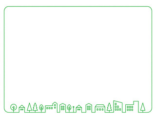 Cityscape line frame 緑のラインの街並みフレーム