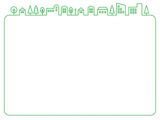 Cityscape line frame 緑のラインの街並みフレーム