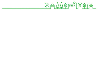 Cityscape line frame 緑のラインの街並みフレーム